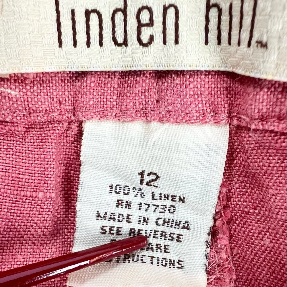 Linden Hill 100% linen pants Size 12 cropped Melon‎ orange euro summer coastal